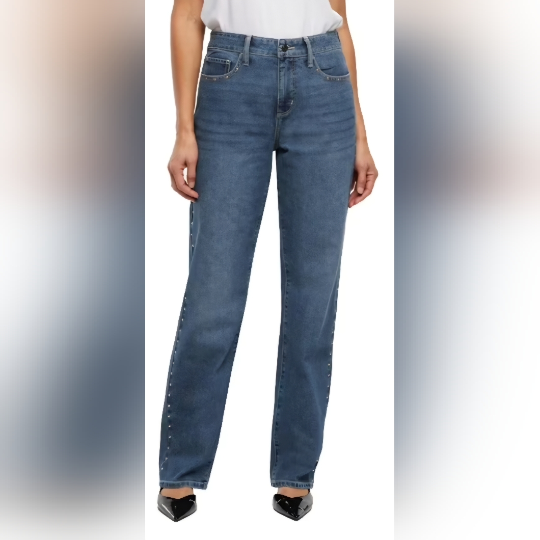 Express Women's Classic Embellished Blue Jeans Size 16